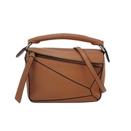 LOEWE羅意威 Puzzle mini棕色銀扣幾何包