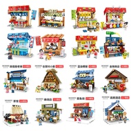 Compatible with Lego Building Blocks Japanese Street View Building Japanese Style Cottage Model Girl Toy Sembo Block6010