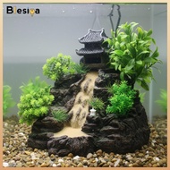 Blesiya Environmentally Friendly Aquatic Aquarium Waterfall Decoration No Fade Aquarium Mountain Dec