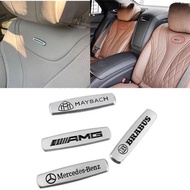 1Pcs Ellipse Long Silver Bar Badge Metal Seat Logo Car Emblem for Mercedes Benz AMG S400 S500 S600 C