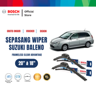 Bosch Sepasang Wiper Frameless New Clear Advantage Mobil Suzuki Baleno 20" & 18" - 2Buah/Set - Hitam