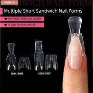 OKHALLO 60/240/300 Pcs Coffin Nail Forms, 15 Size Oval No Paper Forms Dual Nail Forms,  Acrylic Oval