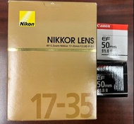 Nikon 17-35mm Canon 50mm 紙盒