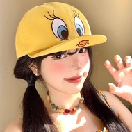 South Korea ins Tweety Tweety Little Yellow Duck Flip Brim Baseball Cap for Women Cute Cartoon Duckb