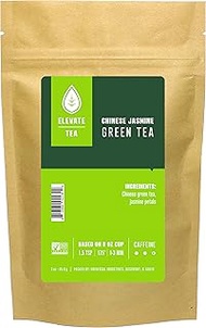 Elevate Tea Chinese Jasmine Tea - Loose Leaf Green Tea, Medium Caffeine, 3 oz Pouch - 30 Cups, Hot &