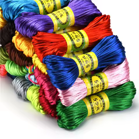 20m 2.5mm Mix Color Nylon Black Rattail Satin Chinese Knotting Silk Macrame Cord Beading Braided Sha