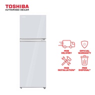 (Bulky) Toshiba 411L 2 Door Fridge TMF White Glass GR-RT559WE-PMX(21S) (GR-RT559WE-PMX)