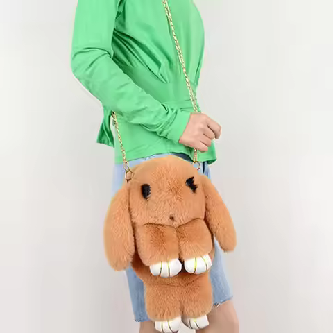 Rabbit Bag Plush Chain Rabbit Bag Plush Rabbit Bag Imitation Rex Rabbit Women's One Shoulder Crossbo