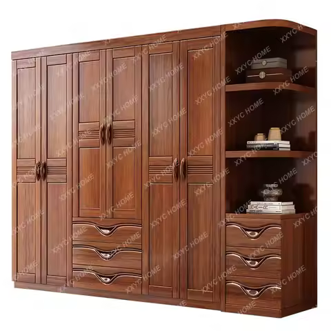 Y Wall Wood Bedroom Wardrobe Nordic Multilayer Open Closet Wardrobe Organizer Storage