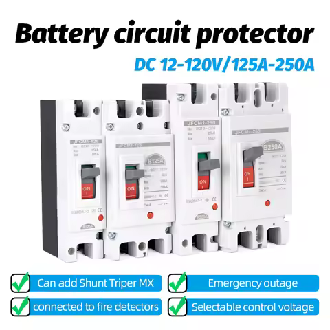 MCCB DC12V 24V 48V 60V 110V 250A Moulded Case Circuit Breaker Battery 100A 200A 300A 400A 600A Car C