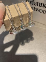 Vivienne Westwood Mini Orb 彩色寶石土星項鍊 銀質 全新