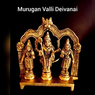 Murugan Valli Deivanai Statue Brass Antique Finish Murugan Valli Deivanai Sculpture