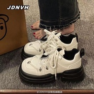 Aimi Thick-Soled Platform Shoes - Lace-Up Square Toe for Casual Sport Wear