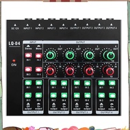 -LQ04 4-Channel Mixer 4-Channel Headphone Amplifier Sound Card Mixer Recording Interface with Dj Mix