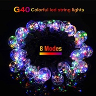 Solar Outdoor String LightsG40 Globe String Lights Outdoor Decorative Waterproof for Backyard Garden