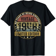Men's cotton T-shirt Vintage 80 Year Birthday Decorations Men 1946 80th Birthday T-Shirt