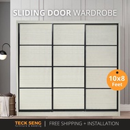 (FREE Shipping & FREE Installation) TECK SENG 10 Feet Sliding Doors Wardrobe / Anti-Jump / 3 Sliding