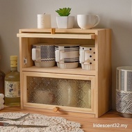 FREE ShippingWindSingSmall Bamboo Kitchen Pantry Sideboard with 2 Glass Doors Freestanding Counterto