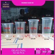 Oval Plastic Cups Contains 50 Cups, Oval Plastic Oz Cups 14oz 16oz 18oz 22oz Per pack Contains 50 Cu