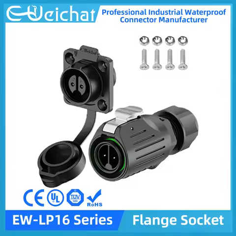 LP16 IP68 M16 Waterproof Solder Plug Socket Automation Electrical Connector 2 3 4 5 7 8 9 Pin Flange