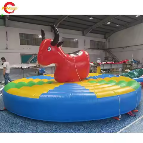 Fast Shipping 4m/5m Dia Inflatable Bull Ride Game Manual Pulling Rocking Bull Carnival Toys