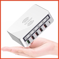 818F 40W fast charger. 10W wireless charger, 6 ports including 4 USB-A + 1 QC3.0 + 1 Type-C