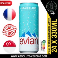EVIAN Sparkling Mineral Water 330ML X 24 (CAN) - FREE DELIVERY within 3 working days!
