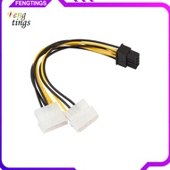 [Ft] 18cm 8 Pin(6+2) PCIE to Dual Molex Connector Graphics Card Power Cable Cord