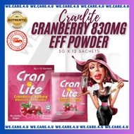 CRANLITE CRANBERRY 830Mg EFFERVESCENT POWDER 5g x 12 SACHETS [ NO ADDED SUGAR ] [ LEMONADE FLAVOUR ]