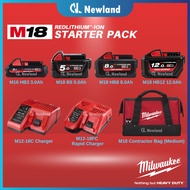 Milwaukee M18 Battery &amp; Charger / Milwaukee  M18 Starter Pack  (2 Year Warranty)