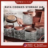 Bekas Kuih Raya Kedap Udara Bekas Biskut Balang Kueh Kaca Set Transparent Air Tight Glass Food Cookies Storage Jar
