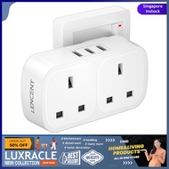 [sgstock] LENCENT USB Plug Extension with 3 USB Ports, 2 Way USB Socket Extension, 5-in-1 USB Outlet Plug Extender for H