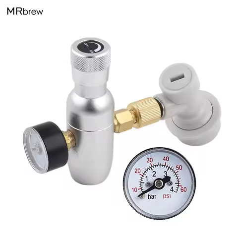 Mini Co2 Charger,0-60PSI Co2 Regulator With Ball Lock Gas Disconnect ,3/8-18UNF Regulator For Home B