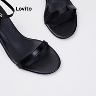 (Trendy) Lovito Elegant Heels Plain Pointed Toe Soft Leather Summer High Heels for Women LFA50233