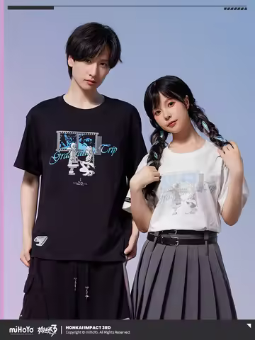 MiHoYo Game Honkai Impact 3 Kiana Kaslana Graduation Trip Theme Doujin Couple Casual Short Sleeve T-