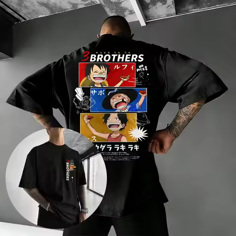 2026 One Piece 3 Brothers Anime T Shirt Man Women Luffy Ace Sabo Cartoon Graphic Tee Casual Top Summ