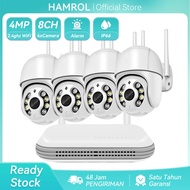 Hamrol 8-Channel 4MP PTZ Wireless CCTV System dengan NVR Nirkabel Night Vision dan Tahan Air IP66