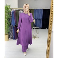 Setelan Tunik Polos Panjang One Set Tunik Dan Celana Polos Jumbo Setelan Long Tunik Wolfis Premium B