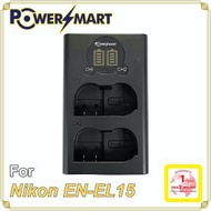 POWERSMART - 代用 Nikon EN-EL15 兩位電池充電器, USB輸入