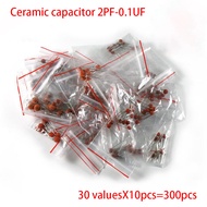 30 valuesX10pcs=300pcs Ceramic capacitor 2PF 0.1UF 2PF 3PF 680PF 1NF 1.5NF 68NF 100NF 0.1UF ETC comp