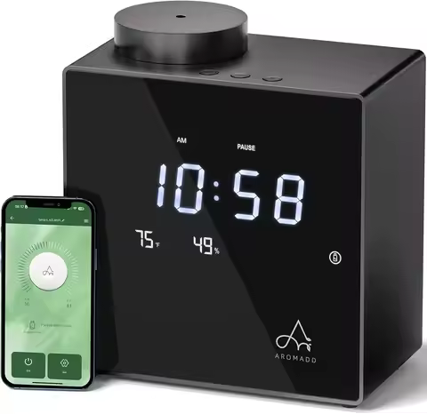 Smart Waterless Diffuser with Clock & Display, 2000 Sq.Ft Coverage, 7 Scent Levels, 9 Timers for Hom