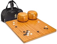 Yellow Mountain Imports Bamboo 0.8-Inch Reversible 19x19 / 13x13 Go Game Set Board with Single Conve