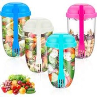 1pc Salad Cup With Lid & Fork, Fresh Salad Dressing Cup, Lunch Box, Fitness Food Seasoning Cup, Sala