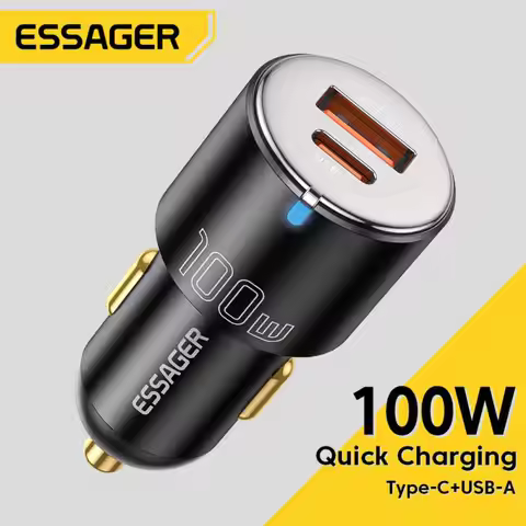 Essager 100W/66W Car Charger QC 3.0 PD 3.0 Fast Charging Type C USB Car Cigarette Lighter For IPhone