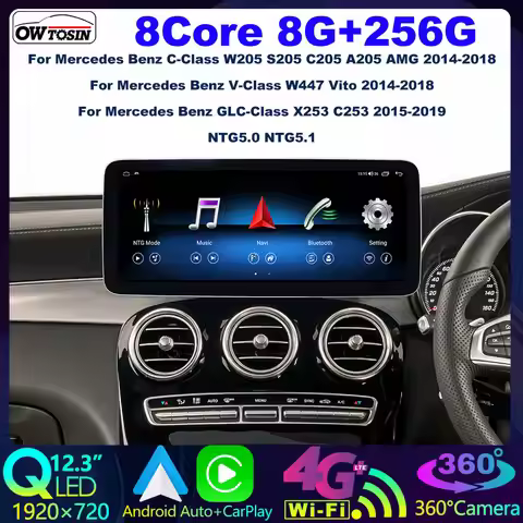 Owtosin 12.3" 8G+256G Android 13 Car Radio GPS Auto Head Unit For Mercedes Benz C Class W205 S205 GL