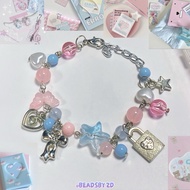 Aesthetic Bracelet for Girls, Beads Bracelet, Pink Butterfly Sea Coquette Bracelet