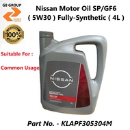 Nissan Fully Synthetic 5W30 Engine Oil 4L SP/GF6 ( KLAPF305304M )
