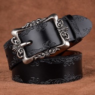 Carved Belt Genuine Leather Belt Belt Ladies Decorative Pants Belt Women Simple Pin Buckle#PD1221#