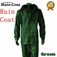 ชุดกันฝน เสื้อกันฝน มีแถบสะท้อนแสง เสื้อ+กางเกง+กระเป๋า (สีเขียวเข้ม)