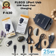 POWERFUL Charger FLECO F-430 25W 1 USB To MicroOriginal Type-C/ IOS Lightning Fast Charging Charger 